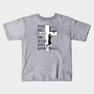 Christian Basketball Player Jesus and Basketball Christ Cross Kids T-Shirt